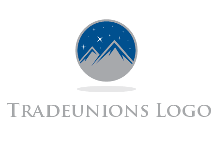 mountain peaks in circle with stars logo