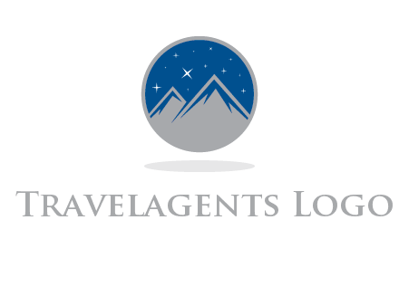mountain peaks in circle with stars logo