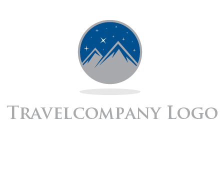 mountain peaks in circle with stars logo