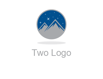 mountain peaks in circle with stars logo
