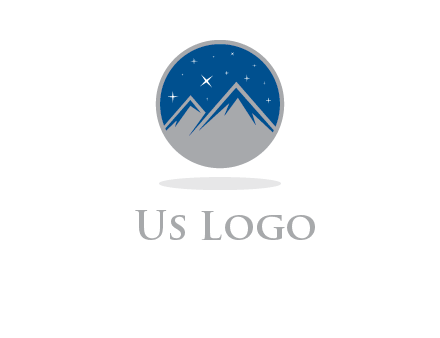mountain peaks in circle with stars logo
