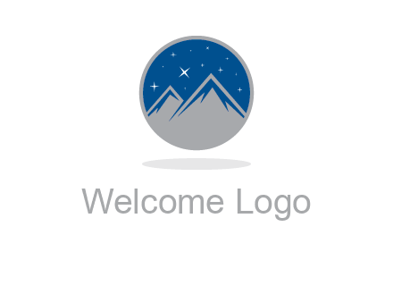 mountain peaks in circle with stars logo