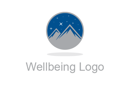mountain peaks in circle with stars logo