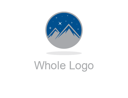 mountain peaks in circle with stars logo