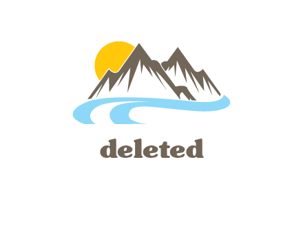abstract mountain peaks with river logo