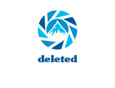 mountain peak in center of a lens icon