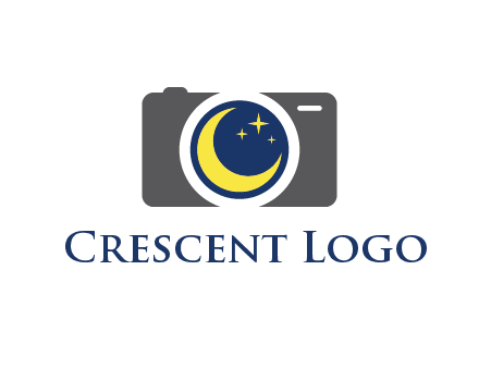 camera with moon and stars logo