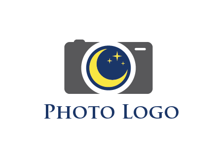 camera with moon and stars logo