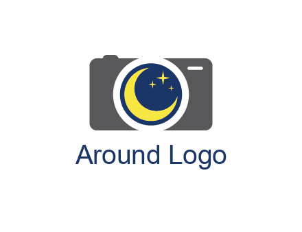 camera with moon and stars logo