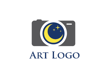 camera with moon and stars logo