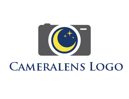camera with moon and stars logo