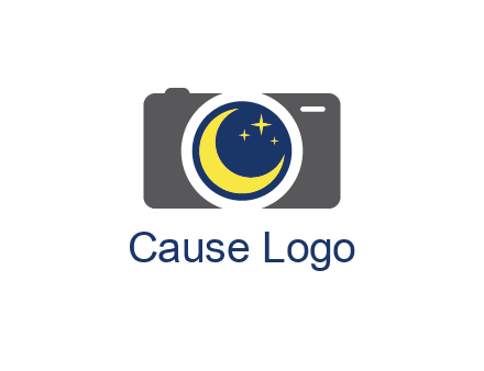 camera with moon and stars logo