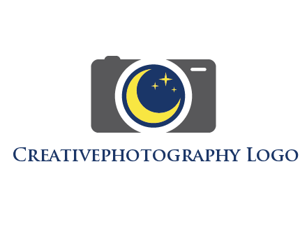 camera with moon and stars logo