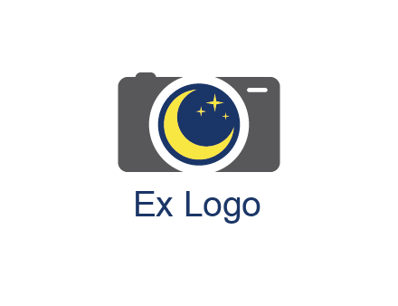 camera with moon and stars logo