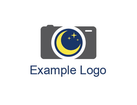 camera with moon and stars logo