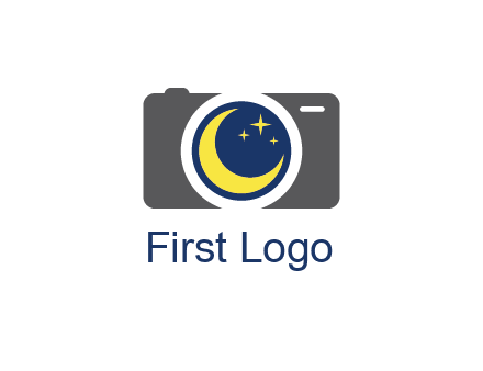 camera with moon and stars logo