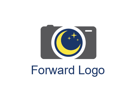 camera with moon and stars logo