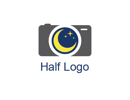 camera with moon and stars logo