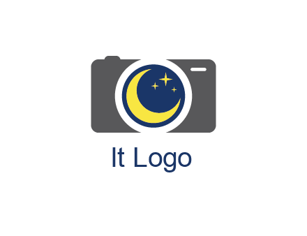 camera with moon and stars logo