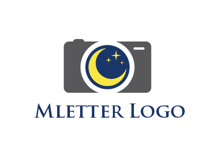 camera with moon and stars logo