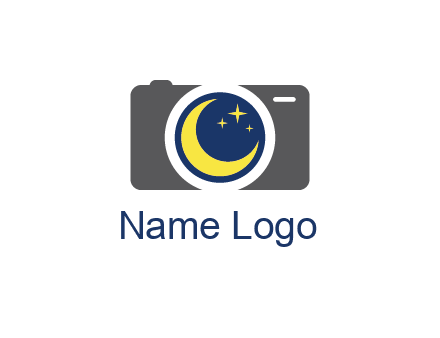 camera with moon and stars logo