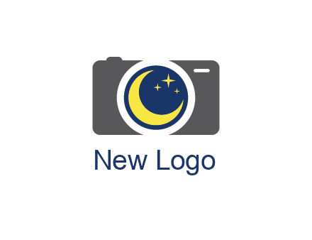 camera with moon and stars logo