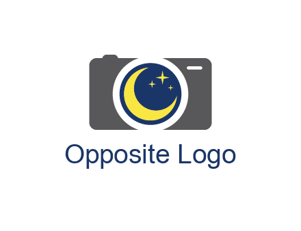 camera with moon and stars logo