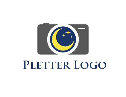 camera with moon and stars logo