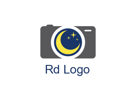 camera with moon and stars logo