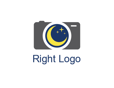 camera with moon and stars logo
