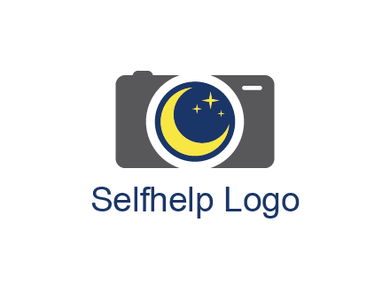 camera with moon and stars logo