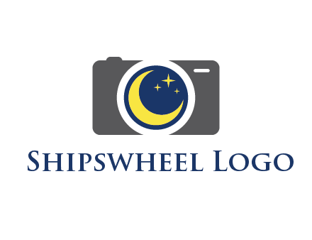 camera with moon and stars logo