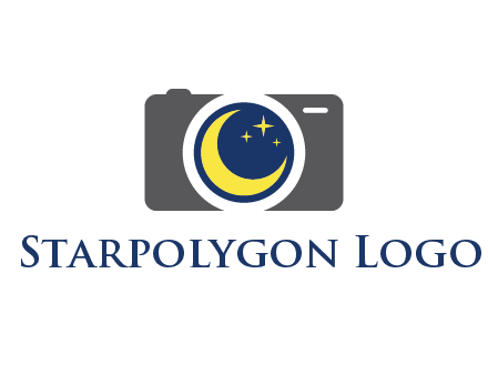 camera with moon and stars logo