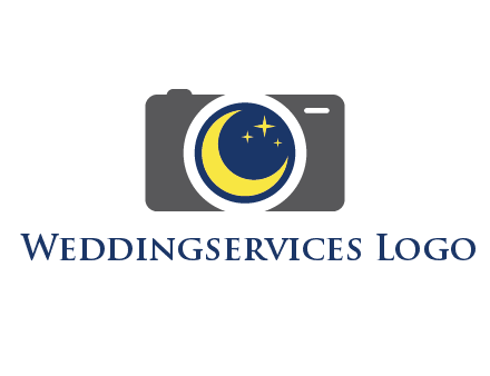 camera with moon and stars logo