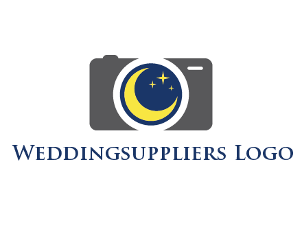 camera with moon and stars logo