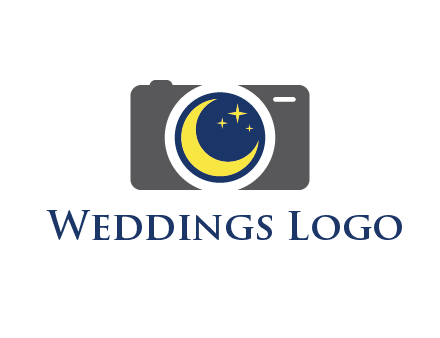 camera with moon and stars logo