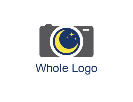 camera with moon and stars logo