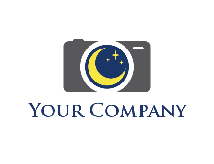 camera with moon and stars logo