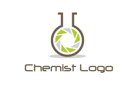 lens inside chemical flask icon