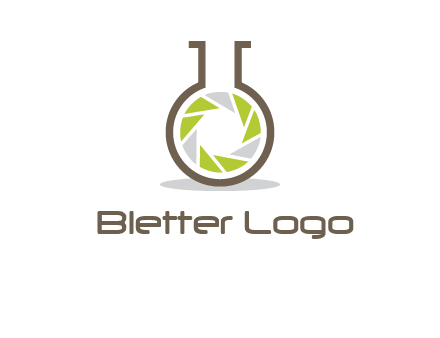 lens inside chemical flask icon