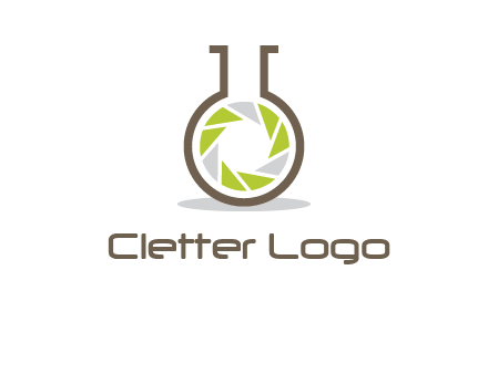 lens inside chemical flask icon