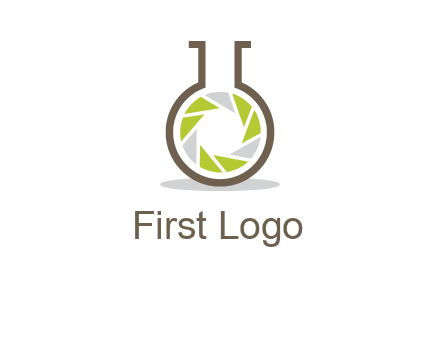 lens inside chemical flask icon