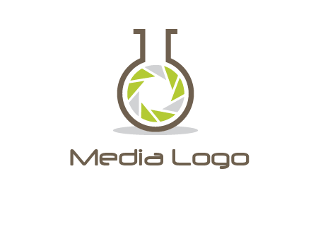lens inside chemical flask icon