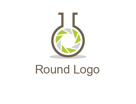 lens inside chemical flask icon