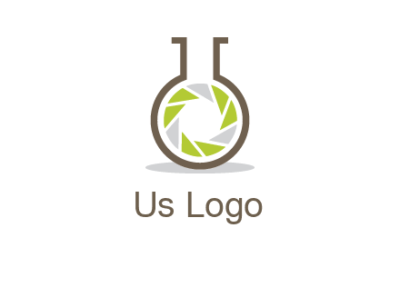 lens inside chemical flask icon