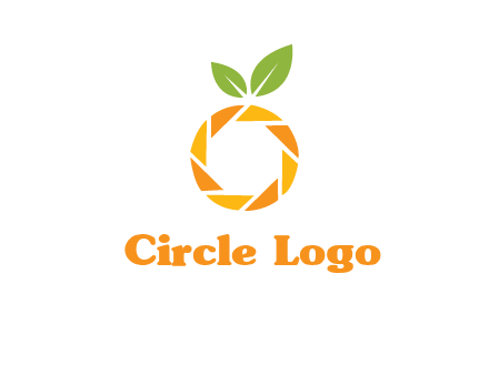 camera lens in an orange fruit shape logo