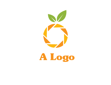 camera lens in an orange fruit shape logo