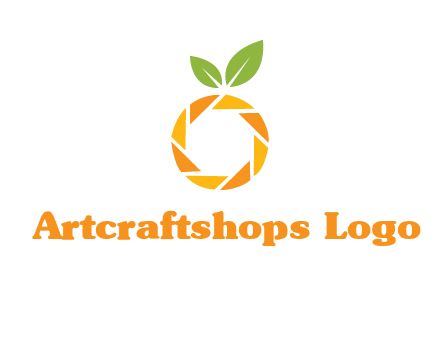 camera lens in an orange fruit shape logo