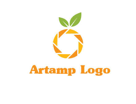 camera lens in an orange fruit shape logo