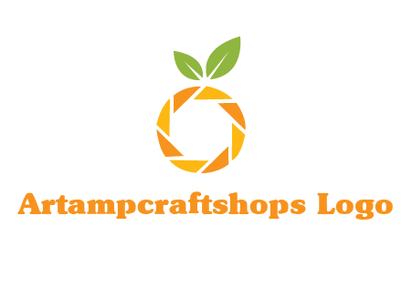 camera lens in an orange fruit shape logo